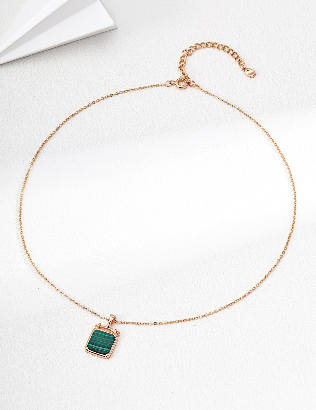 Elegant Malachite Pendant Necklace in 925 Sterling Silver – Minimalist Natural Gemstone Jewelry for Women