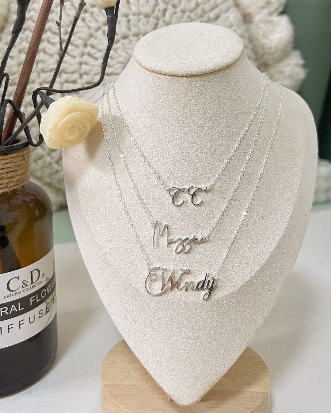 Customize your own unique nameplate necklace 925 silver plated with 18K gold