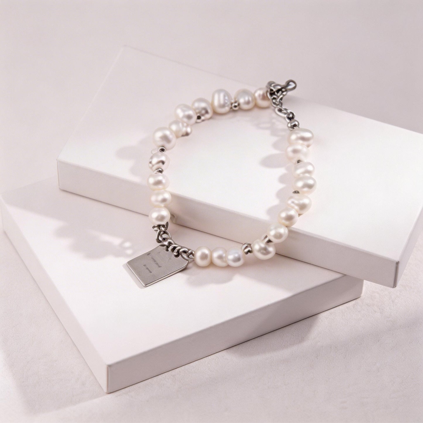 Freshwater Pearl Bracelet in Sterling Silver – Adjustable Gold & Platinum Finish “Good Luck” Charm Bracelet for Women