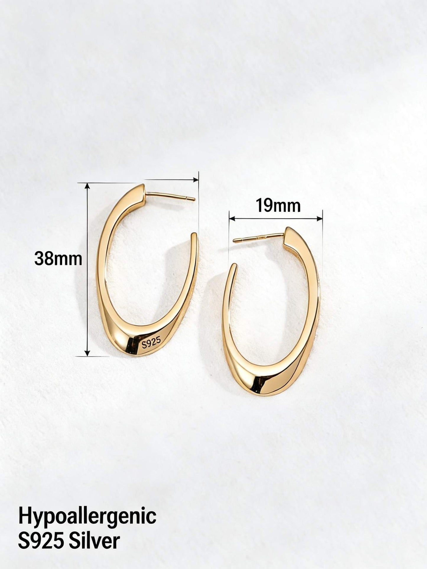 The "Sculptural Arch" Minimalist Hoop Earrings - S925 Silver in Gold & White Gold