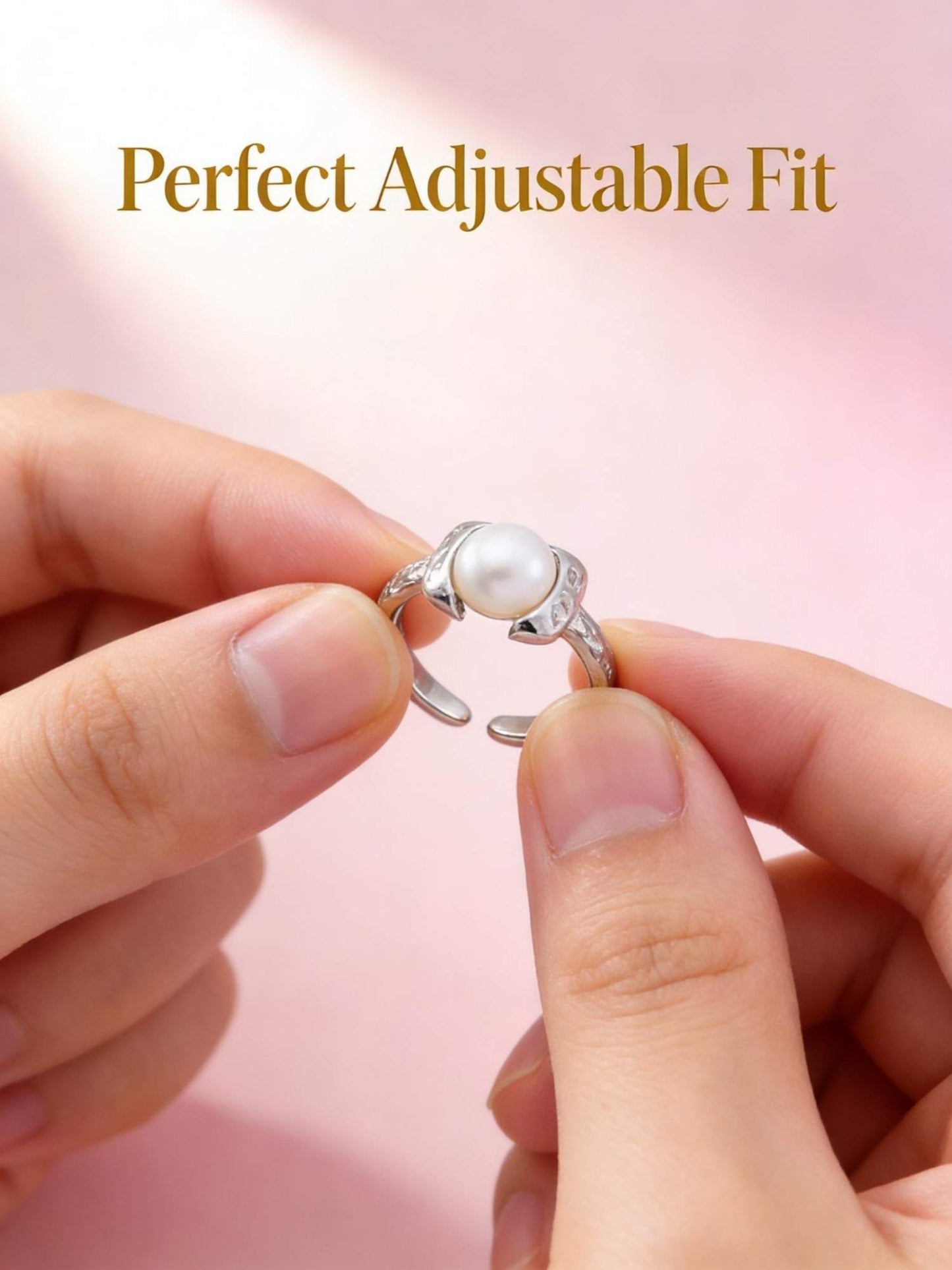 Luminous Frame" Natural Pearl Ring in S925 Silver