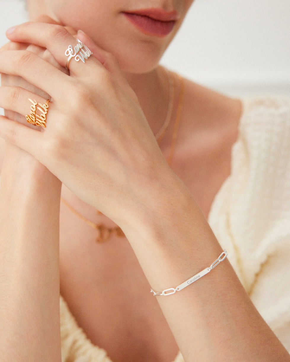 925 Sterling Silver Plated 18K Gold Custom Letter Bracelet