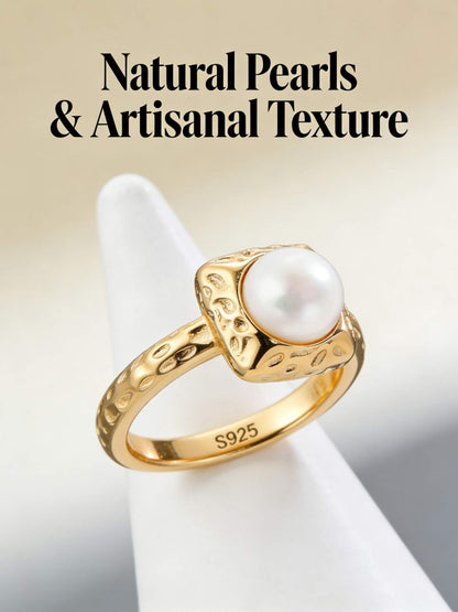 Luminous Frame" Natural Pearl Ring in S925 Silver