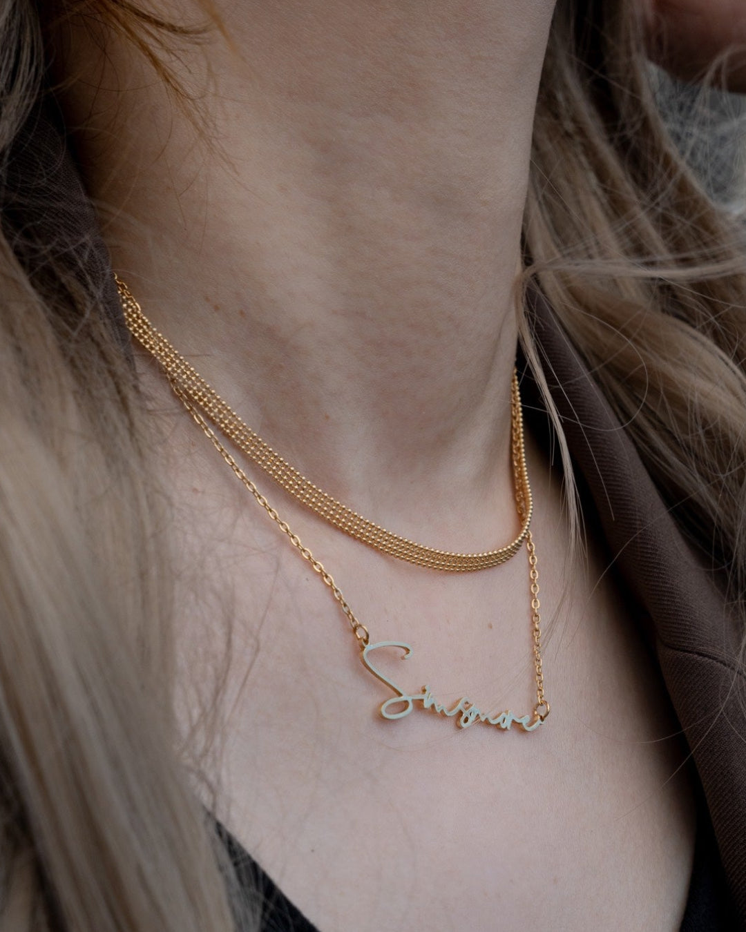 Customize your own unique nameplate necklace 925 silver plated with 18K gold
