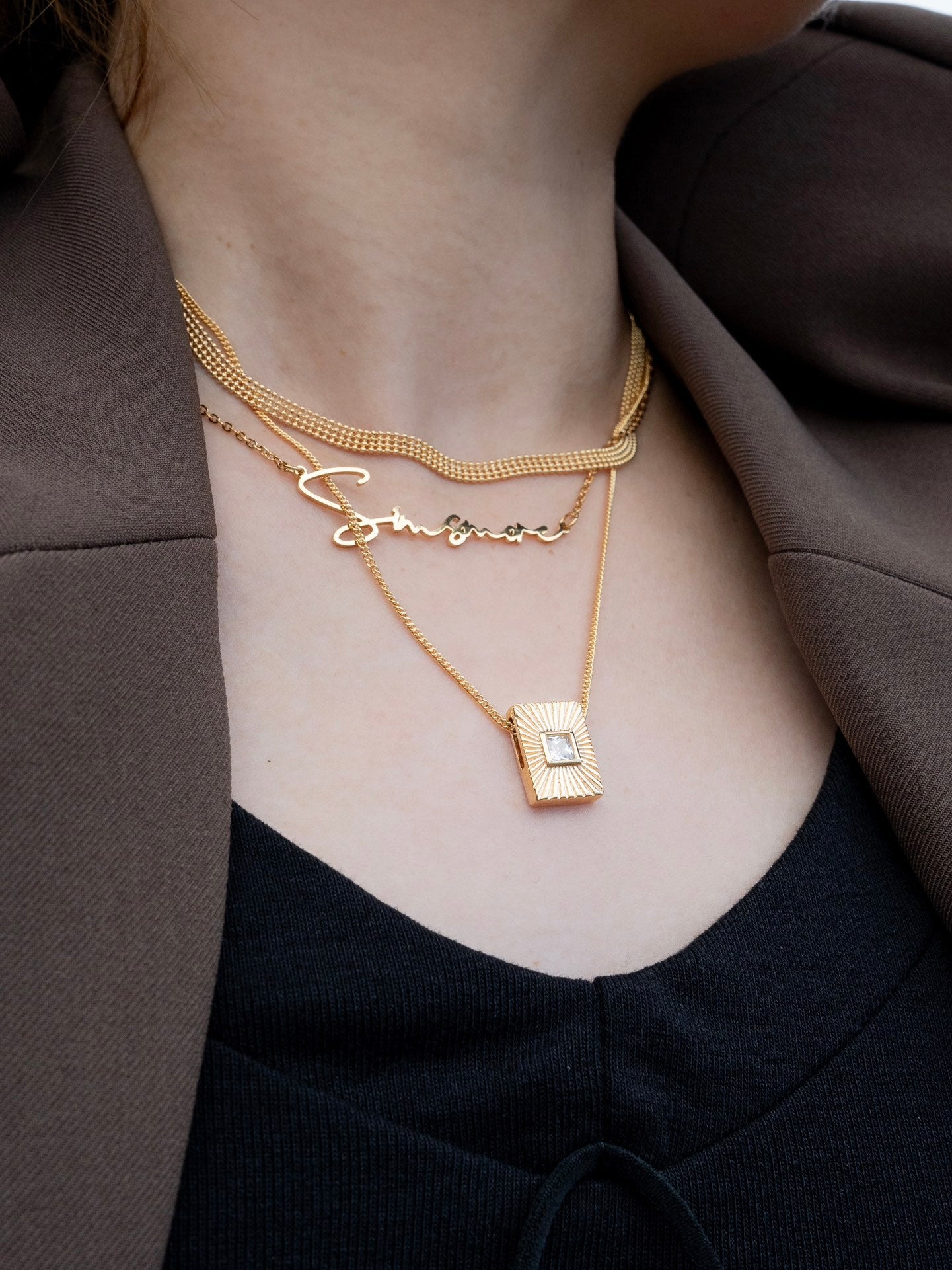 Customize your own unique nameplate necklace 925 silver plated with 18K gold