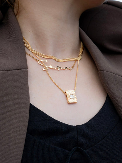 Customize your own unique nameplate necklace 925 silver plated with 18K gold