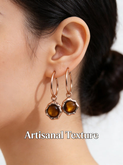 The "Caramel Macchiato" Collection - Natural Pearl & Tiger's Eye Jewelry Set in S925 Silver