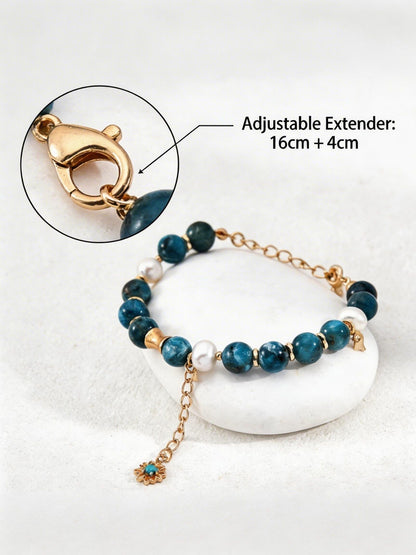 The "Azure Sun" Collection - S925 Silver White Shell & Turquoise Jewelry Set (Earrings & Bracelet)