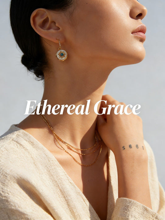 The "Azure Sun" Collection - S925 Silver White Shell & Turquoise Jewelry Set (Earrings & Bracelet)