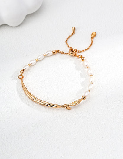 Natural Pearl Bracelet in 925 Sterling Silver – Elegant Minimalist Jewelry for Women