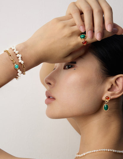 Vintage Pearl & Turquoise Bracelet in 925 Sterling Silver – French Elegant Classic Jewelry for Women