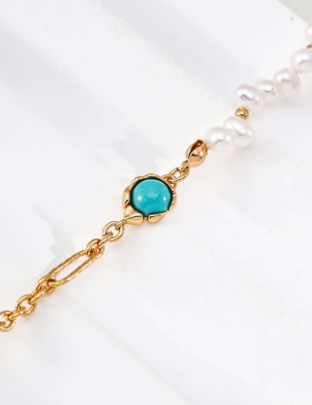 Vintage Pearl & Turquoise Bracelet in 925 Sterling Silver – French Elegant Classic Jewelry for Women