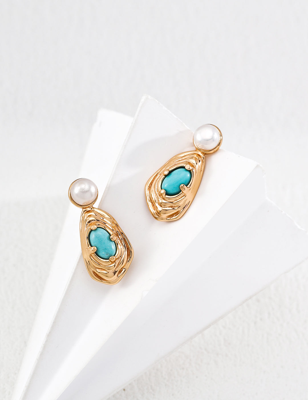 Natural Pearl & Gemstone Earrings in 925 Sterling Silver – Artistic Two-Tone Designer Jewelry for Women