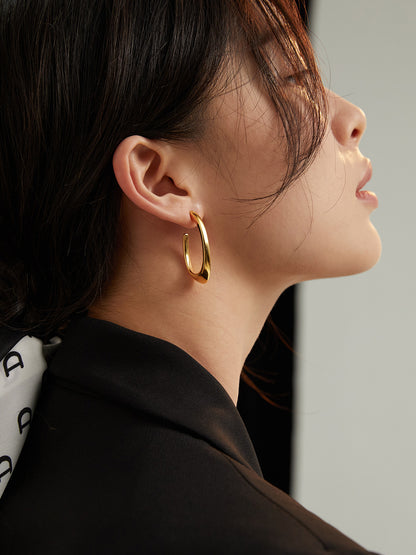 Minimalist Curved Line Earrings in 925 Sterling Silver – Modern Elegant Jewelry for Women