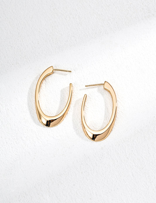 Minimalist Curved Line Earrings in 925 Sterling Silver – Modern Elegant Jewelry for Women