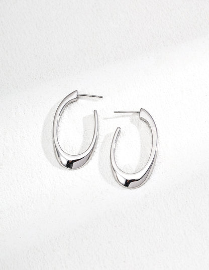 Minimalist Curved Line Earrings in 925 Sterling Silver – Modern Elegant Jewelry for Women