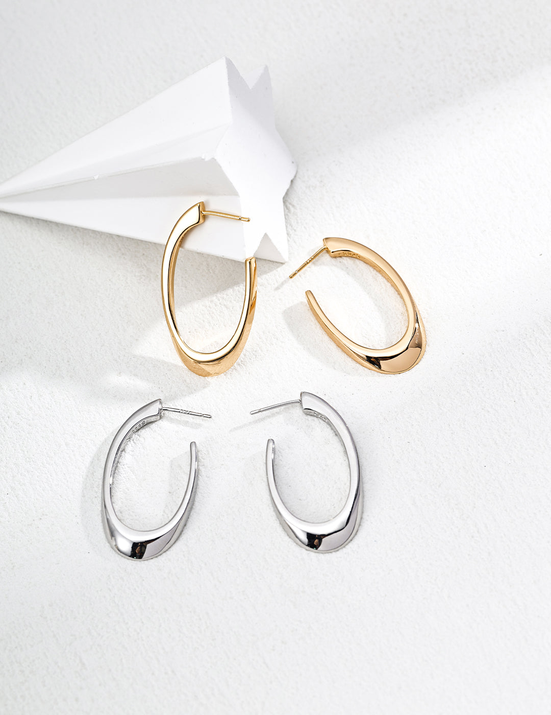 Minimalist Curved Line Earrings in 925 Sterling Silver – Modern Elegant Jewelry for Women