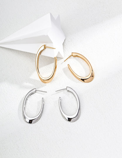Minimalist Curved Line Earrings in 925 Sterling Silver – Modern Elegant Jewelry for Women